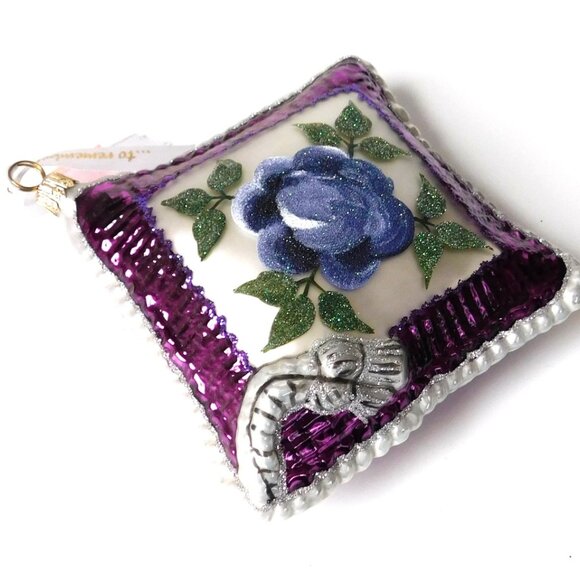 Lot of 3 Glass Pillow Ornaments by Ornaments to Remember Purple and Red NIB - Picture 10 of 13